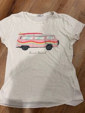 COMUNE White "Beach Bound" Retro Surf Van Graphic Tee – Size XS